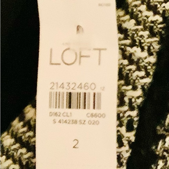 Loft black and white tweed jacket double-breasted fringe size 2 - Picture 7 of 7